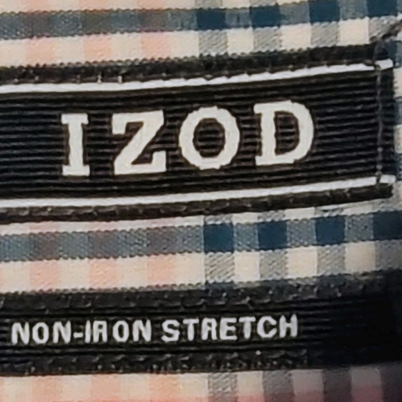 IZOD Non-Iron Stretch Men's Size M Blue, Green and Pink Plaid Button Up LS Shirt - Picture 4 of 9